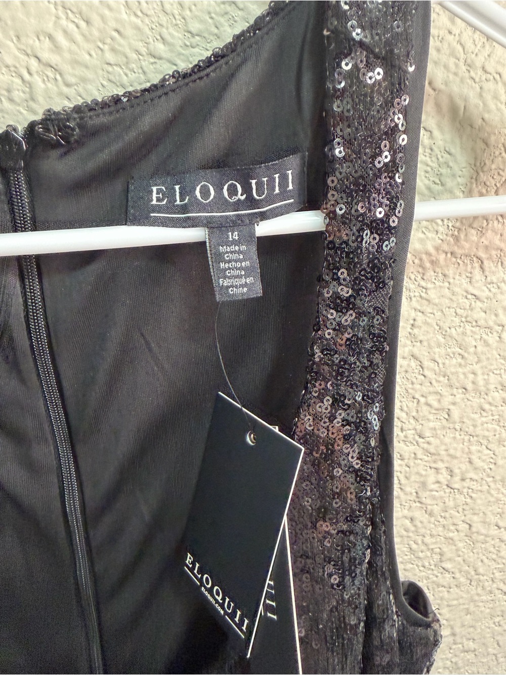 Eloquii Black Sequin Maxi Dress with Gold Chain Accent - Picture 3 of 4